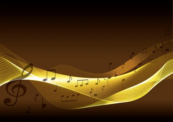 Golden music background with note. — Stock Vector