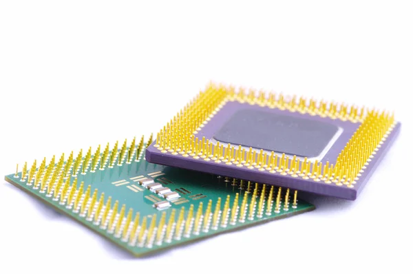 stock image Stack of computer processors isolated on a white background