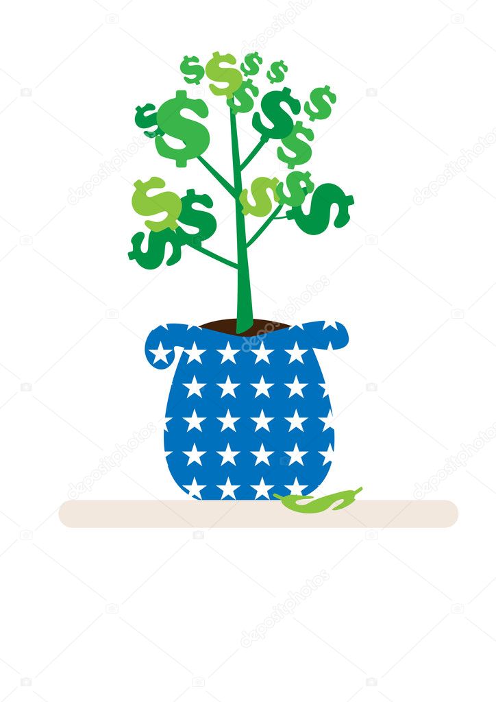 Indoor Money Tree Stock Vector by ©bonairina 4090842