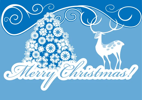 Weißer Hirsch und Weihnachtsbaum — Stockvektor