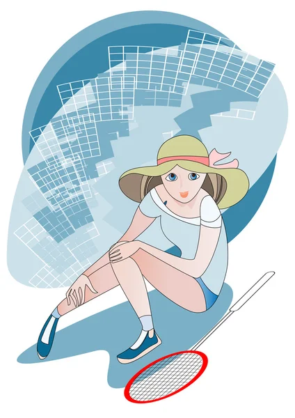 Девушка на теннисном корте — стоковый вектор