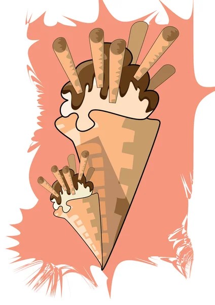 冰淇淋加饼干 — 图库矢量图片