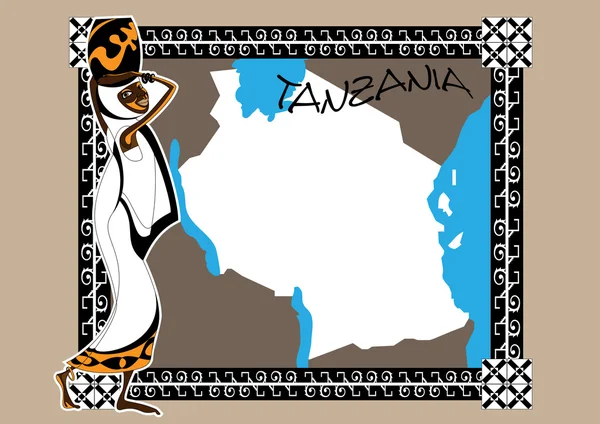 坦桑尼亚的地图 — 图库矢量图片