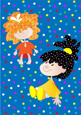 Doll red playing in the tall grass clipart