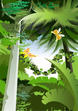 Overgrown plants in the jungle clipart