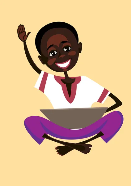 Африканский Мальчик Хочет Ответить Вопрос Учителей Сельской Школе — стоковый вектор