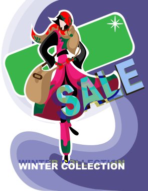 Sale of winter clothing collection clipart