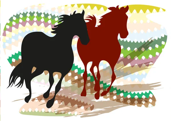 Silhouettes of running mustangs — Stock Vector