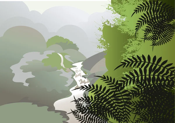 Brume dans la jungle — Image vectorielle