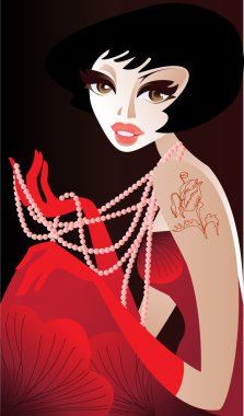 Girl with a pearl necklace clipart