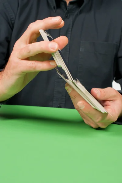 Detail Take Fortuneteller Shuffling Deck Tarot Cards — Stock Photo, Image