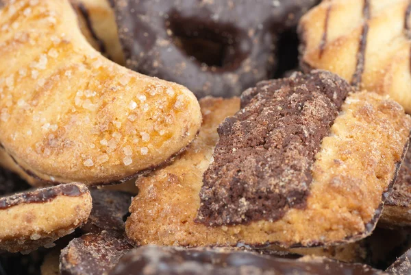 Sortimento Deliciosos Biscoitos Manteiga Chocolate Revestidos — Fotografia de Stock