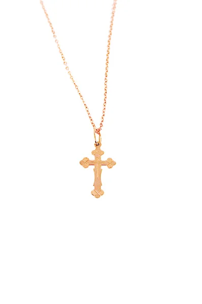 Croce dorata con catena — Foto Stock