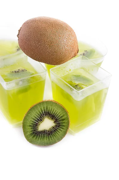 Jelly in glas en kiwi — Stockfoto