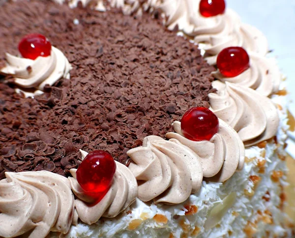 Birthday cake with cherries