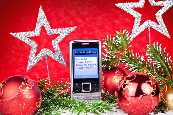 SMS-bericht aan de Kerstman — Stockfoto