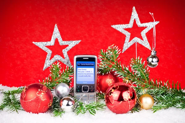 Vánoční dekorace a poselství santa — Stock fotografie