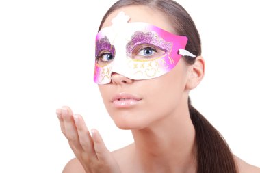 Woman with masquerade mask clipart