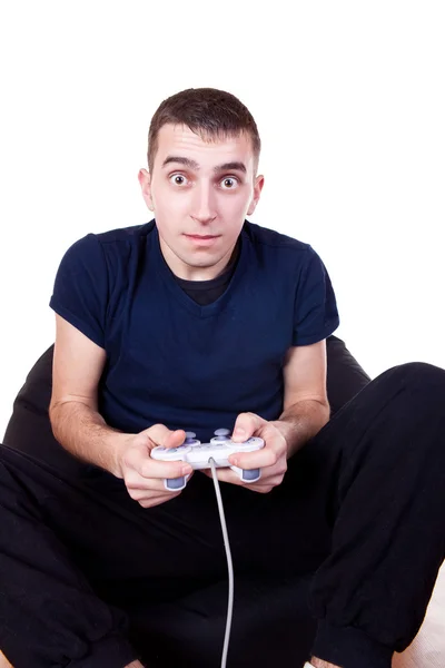 Adam bilgisayar oyunu oynarken — Stok fotoğraf