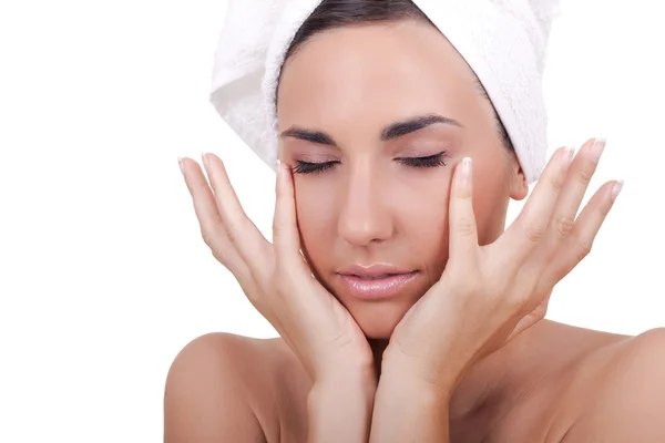 Kobieta masaż twarzy — Zdjęcie stockowe