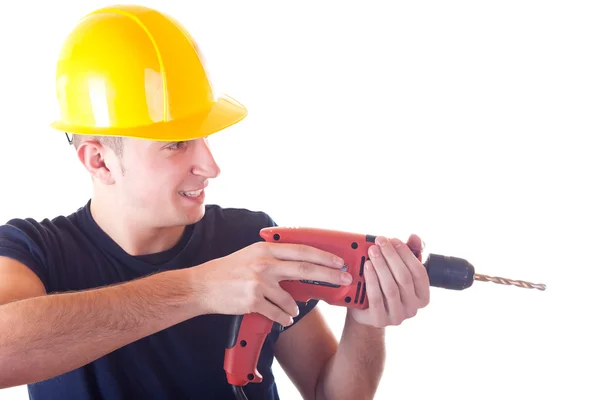 Worker with drill — Stock Photo, Image
