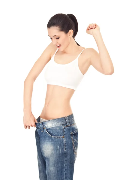 Happy woman lost weight — Stock Photo, Image