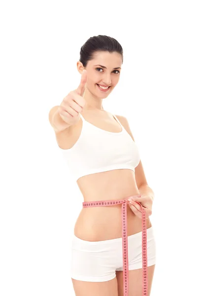 Vrouw tevreden met de resultaten van haar dieet — Stockfoto