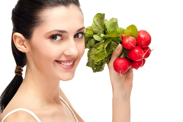 Mulher saudável com legumes — Fotografia de Stock