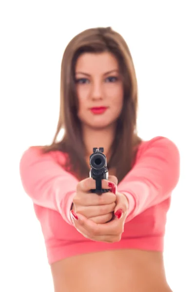Mujer pistola - concepto — Foto de Stock