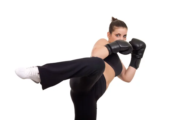Bir kadın Kick — Stok fotoğraf