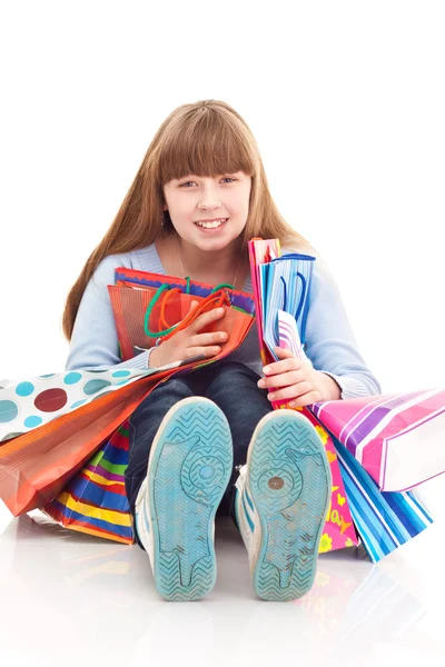 Teen girl with bags — Stock Photo, Image