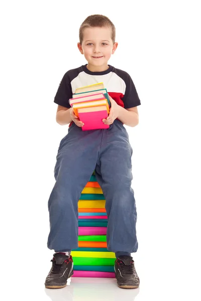 Niño pequeño con libros —  Fotos de Stock