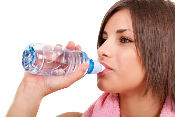Menina com garrafa de água — Fotografia de Stock