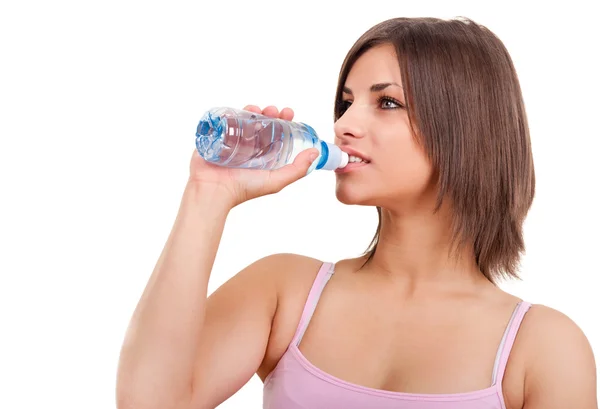 Törstig kvinna efter träning — Stockfoto