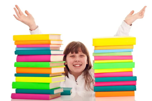 Punctate girl with books — Stock Photo, Image