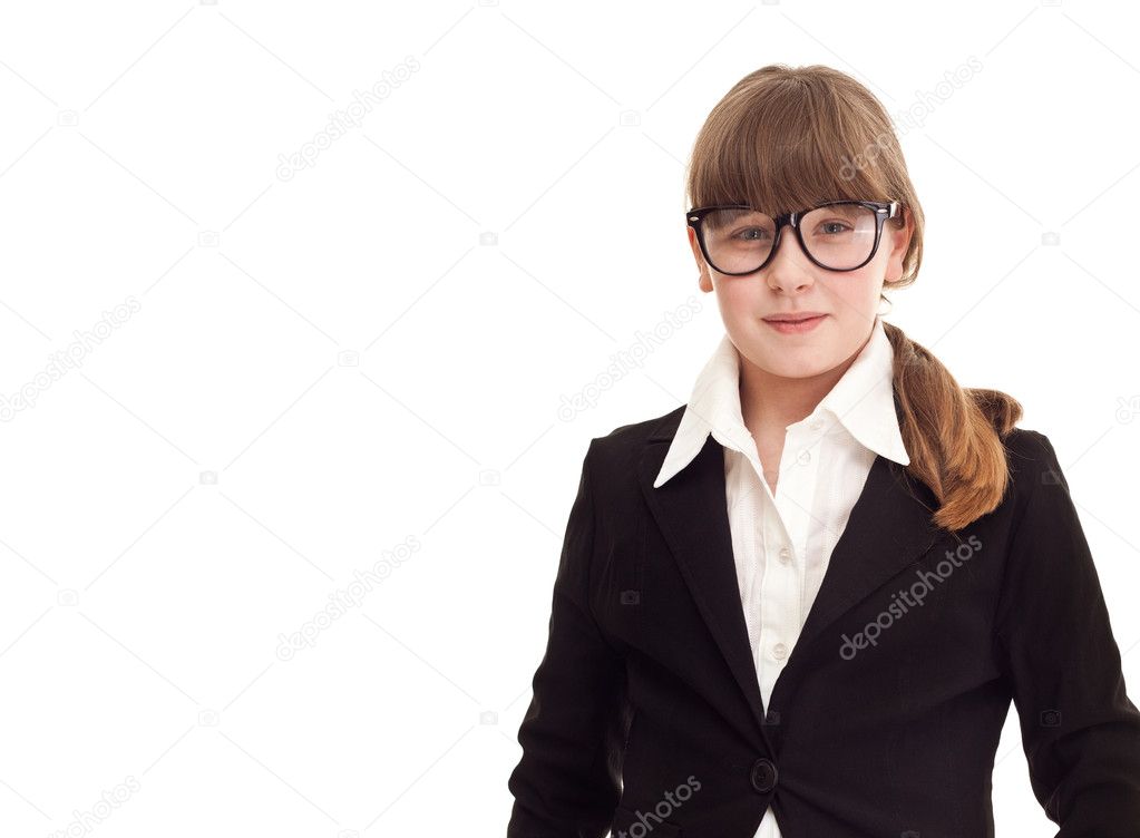 Teenager girl dressed as a businesswoman