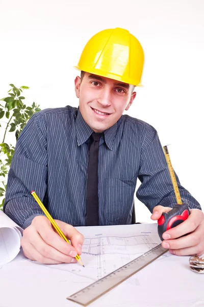 Young architect in office — Stock Photo, Image