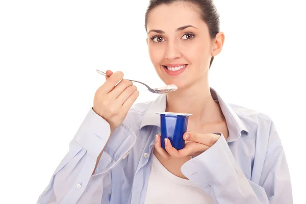 Hälsosam yoghurt till frukost — Stockfoto