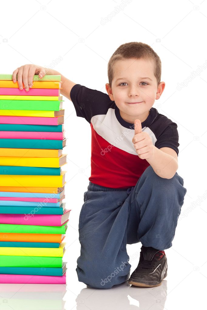 Boy with school books