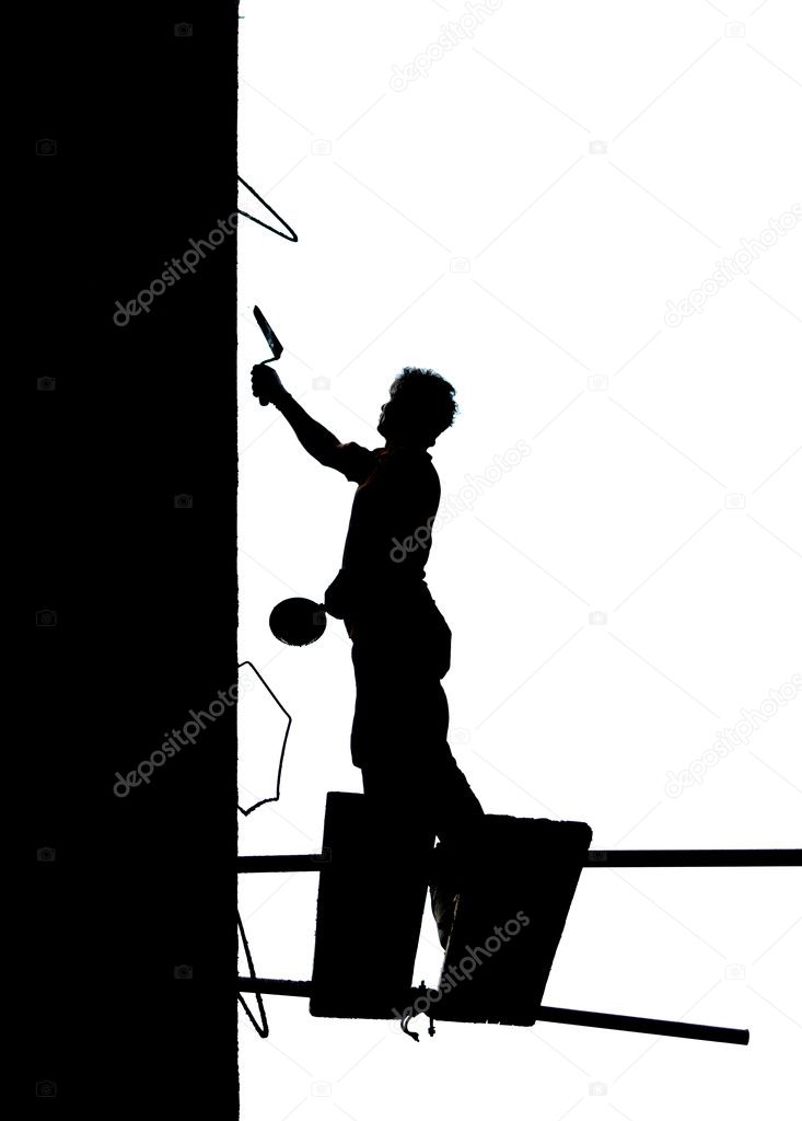 Silhouette of construction workers, clipping path