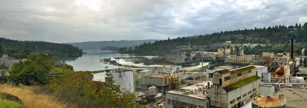 Willamette Falls Dam in Oregon City Panorama — Stock Photo, Image