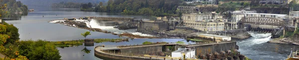 Willamette Falls Dam in Oregon City Panorama 3 — Stock Photo, Image