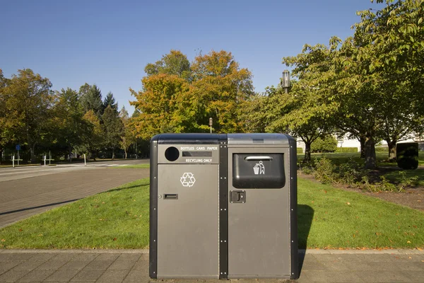 stock image Public Parks Recycling and Trash Bins