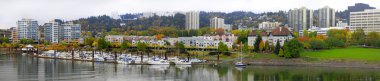 River Place Marina in the Fall Panorama clipart