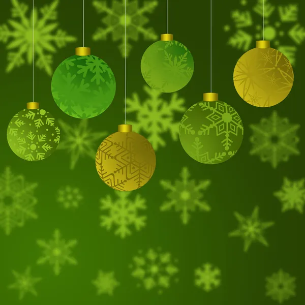 Opknoping Kerst ornamenten met sneeuwvlokken achtergrond — Stockfoto