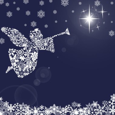 Christmas Angel with Trumpet and Snowflakes 2 clipart