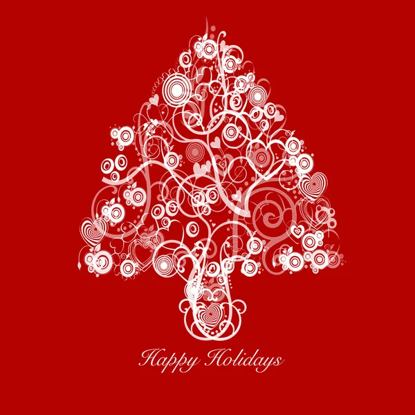 Árbol de Navidad Abstracto con Corazones Danzantes Círculos en Red Backgr —  Fotos de Stock