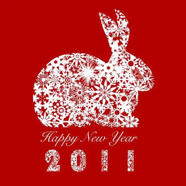 2011 Bunny Rabbit with Snowflakes — Stock Photo, Image