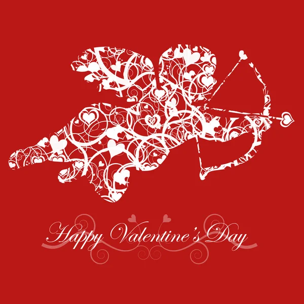 Sevgililer günü aşk tanrısı kalp ok kırmızı ve yayla — Stok fotoğraf