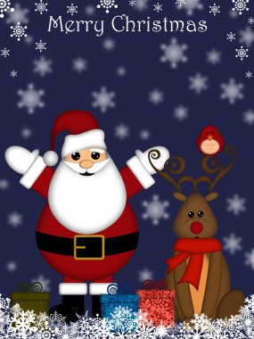 Christmas Santa Claus and Red-Nosed Reindeer clipart